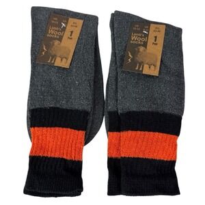Lamb's Wool Blend Socks NEW Men's US 10-13 Lot of 2 Gray Orange Calf Length 1395
